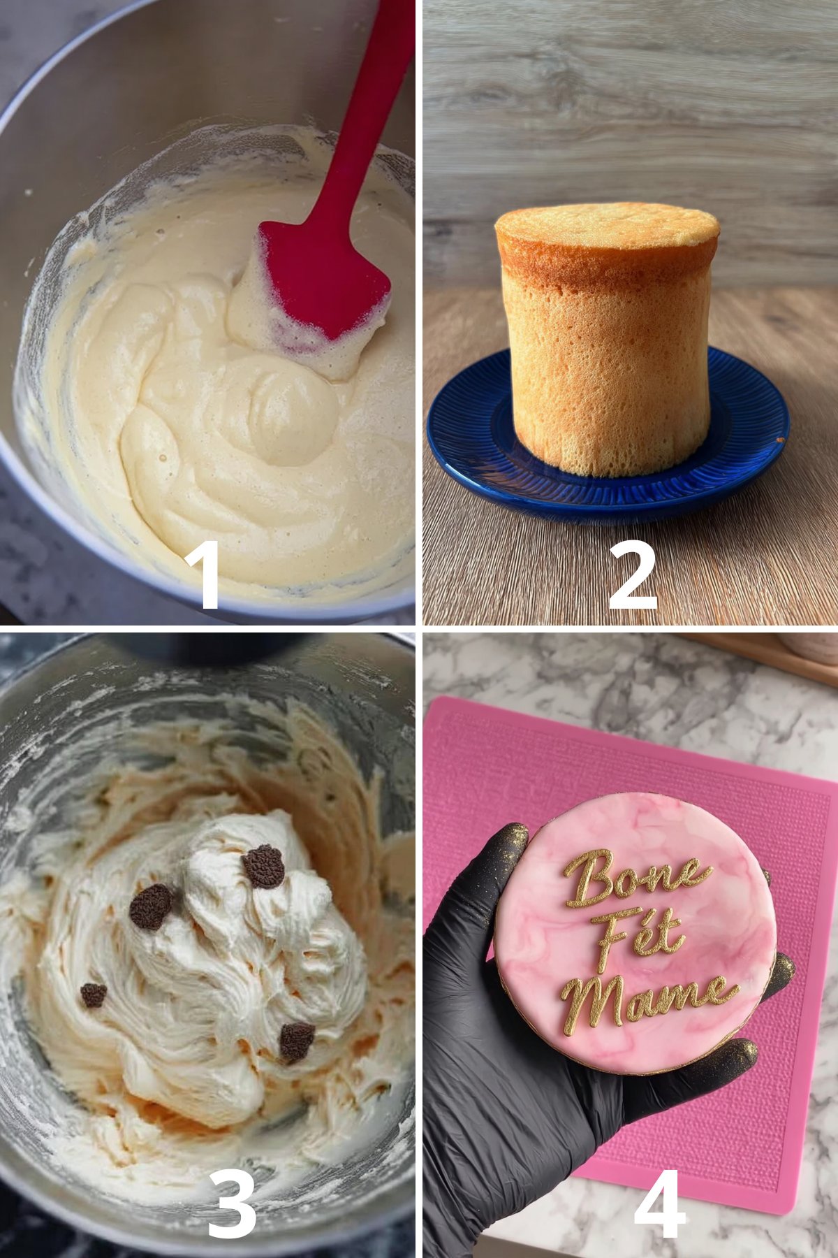 Décoration d’un bento cake avec un disque de pâte à sucre embossé