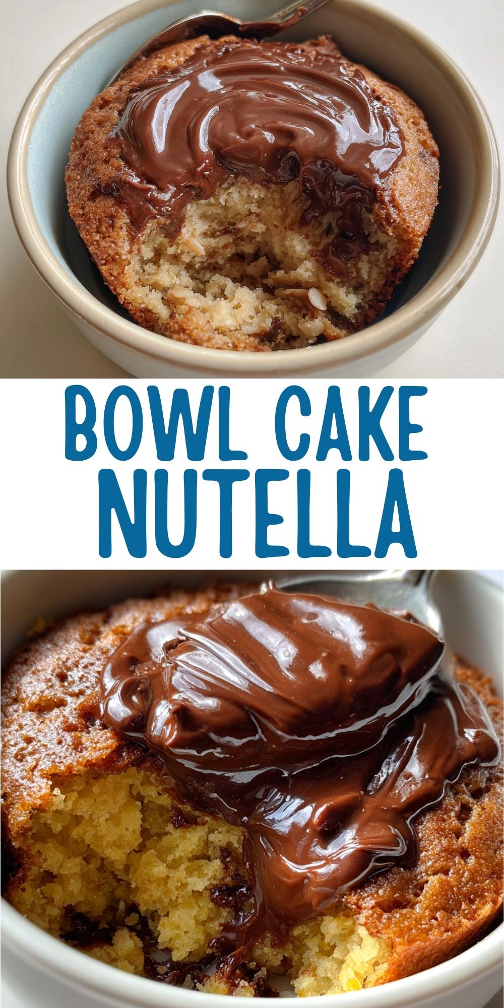 Bowl cake Nutella avec cœur fondant servi dans un bol individuel, prêt à déguster