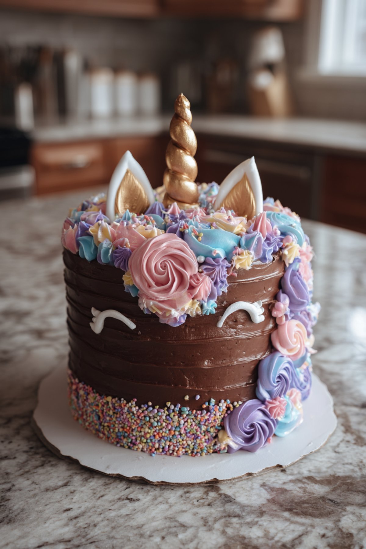 recette gâteau licorne simple avec décoration colorée
