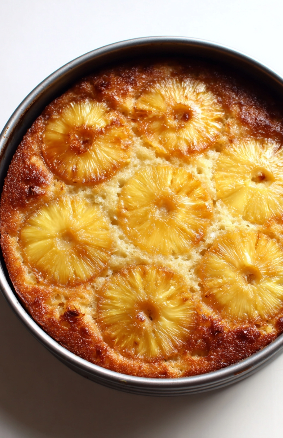 Ajout d'ananas coupé à la pâte du gâteau sans œuf