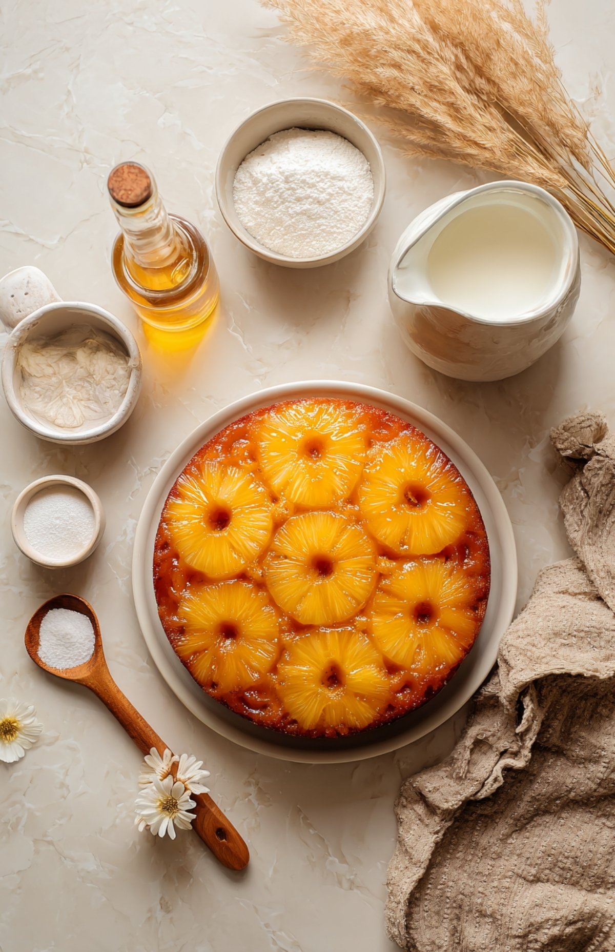 Ingrédients du gâteau ananas sans œuf sans yaourt
