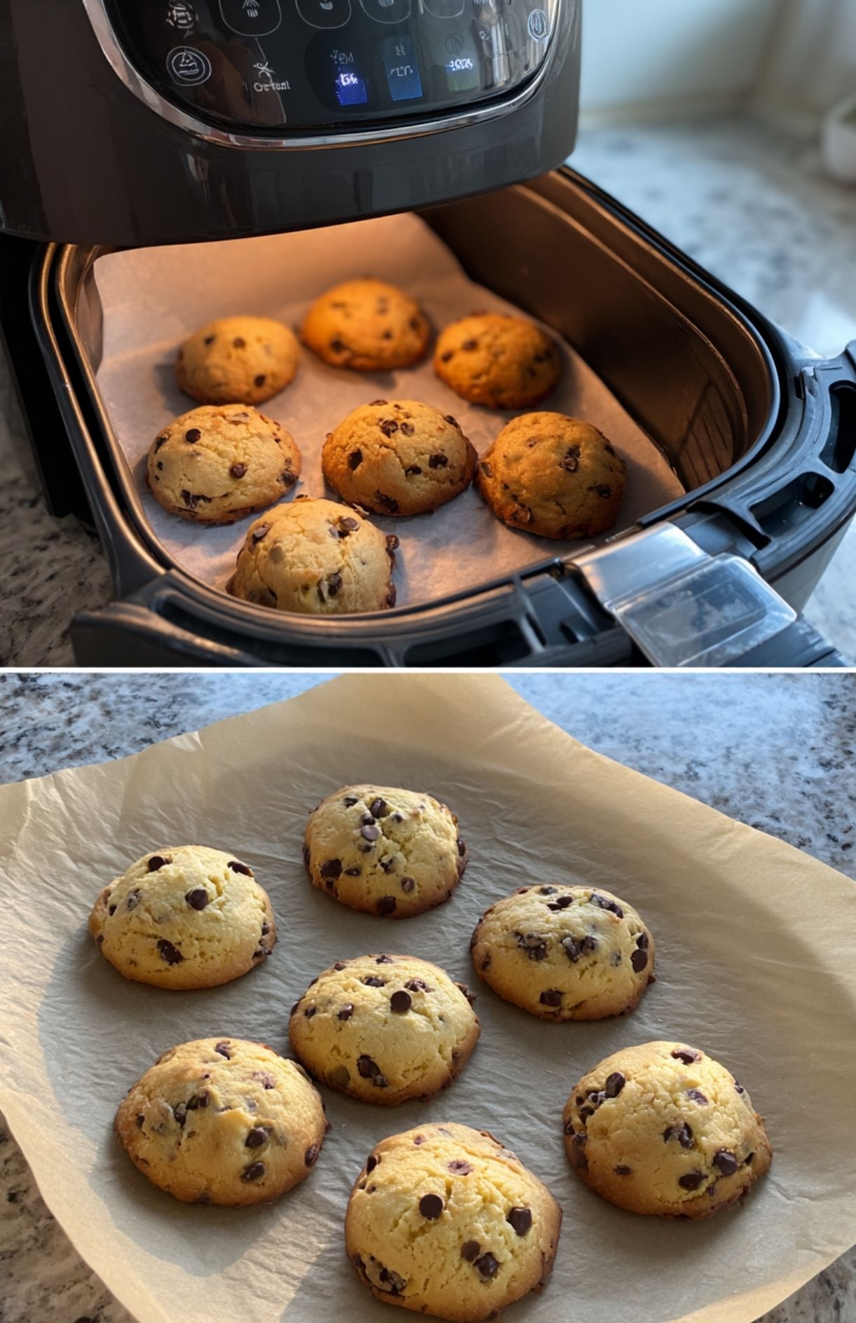 Cookies dorés en cuisson dans un air fryer