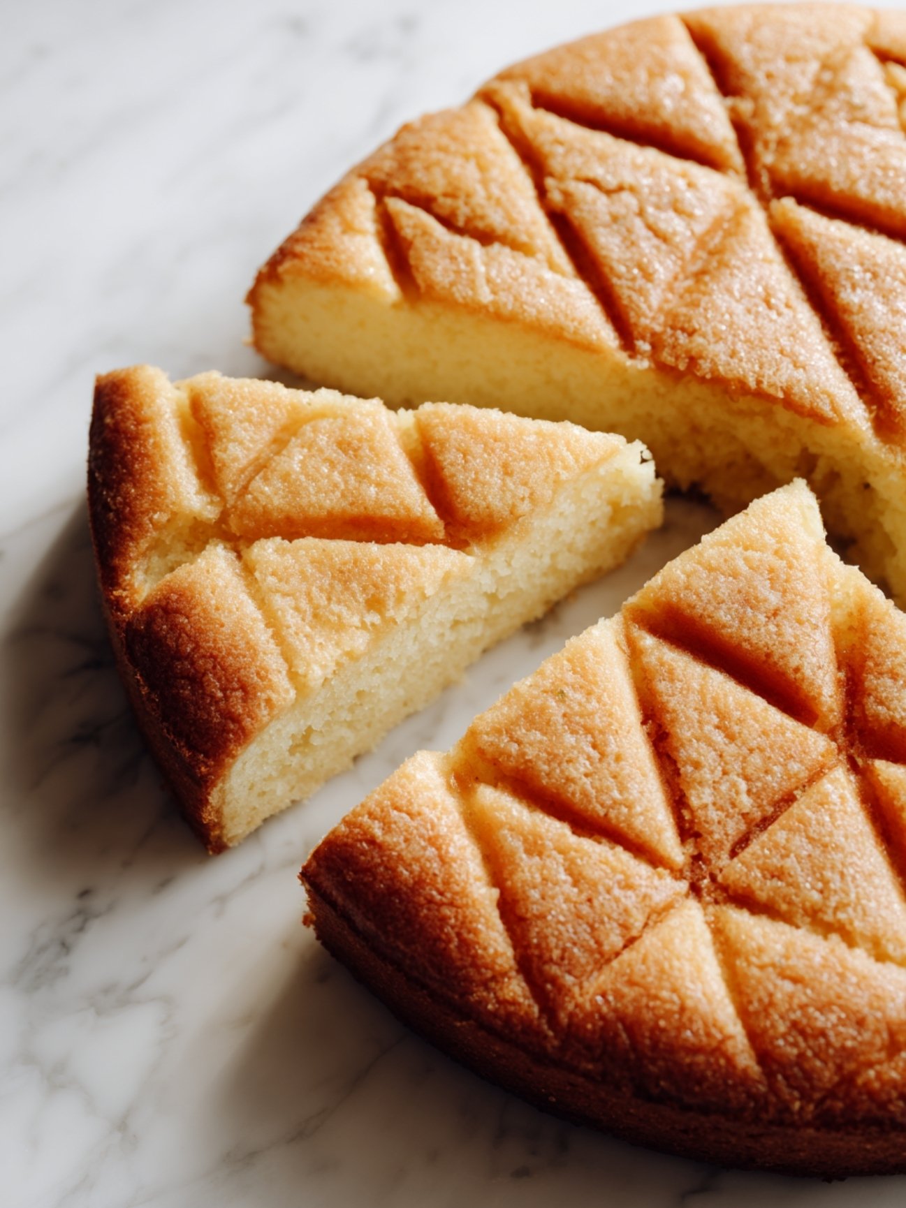 Part de gâteau breton sablé avec dessus doré et mie moelleuse, spécialité bretonne au beurre.
