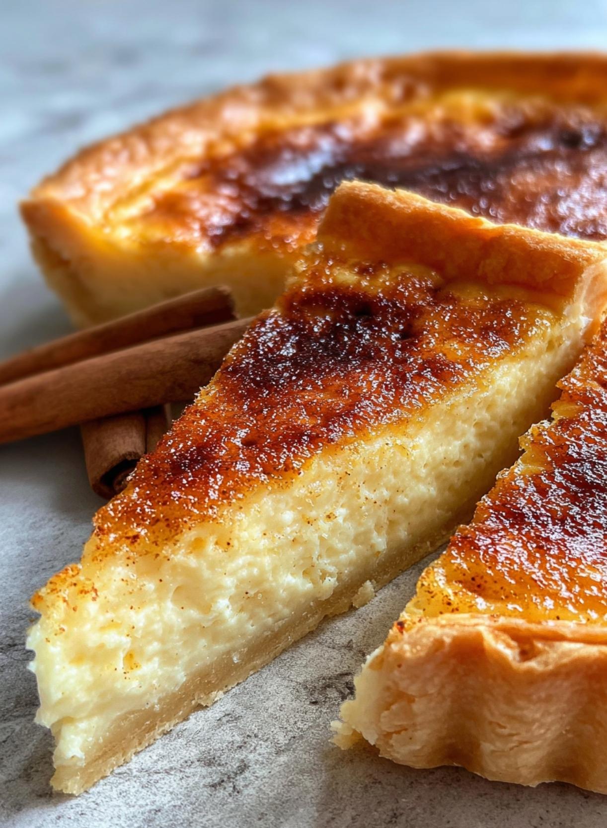 Part de fion vendéen Thermomix, flan maraîchin doré à la cannelle sur pâte maison, dessert traditionnel de Vendée