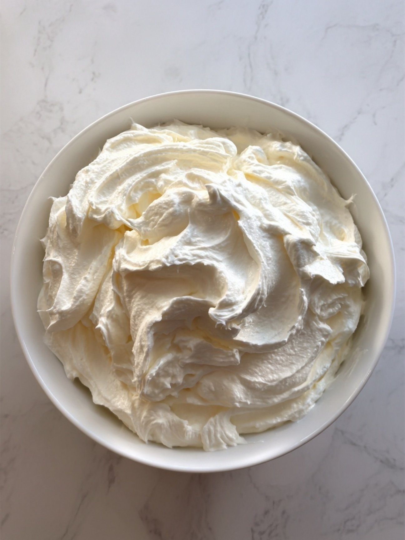 Crème chantilly ferme montée au batteur pour remplacer les blancs d'œufs.