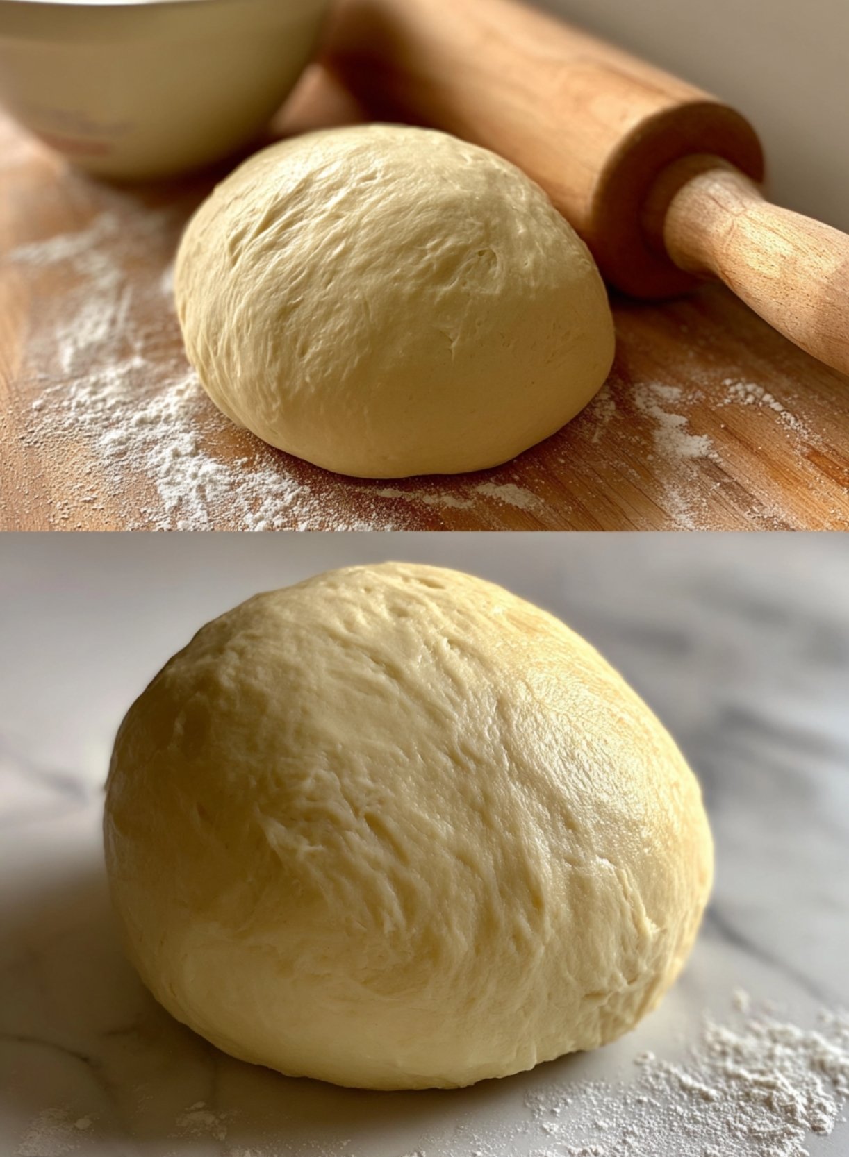 Pâte du fion vendéen prête à être étalée sur plan de travail fariné, texture souple et homogène