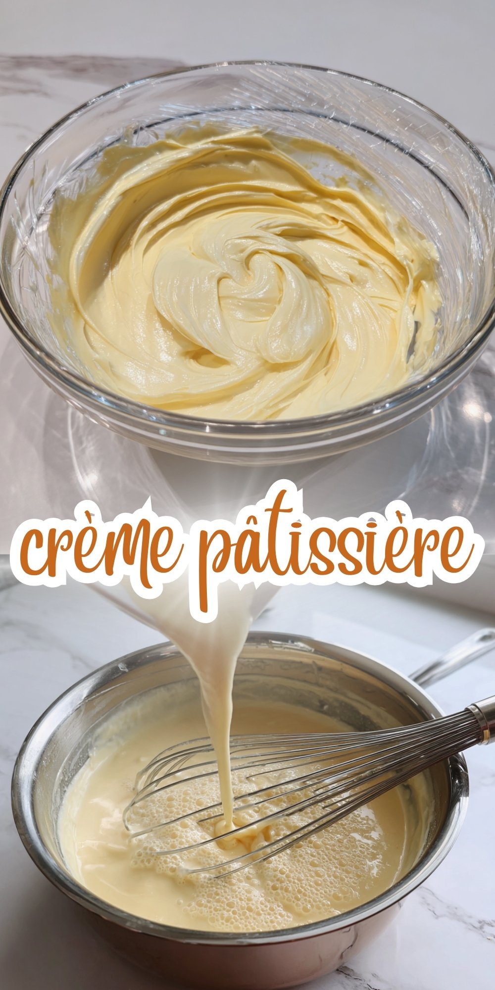 Montage photo des étapes clés pour réussir une crème pâtissière vanille.