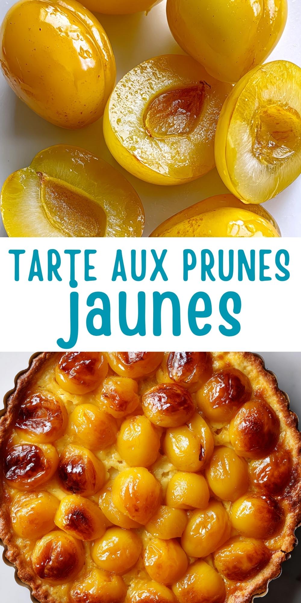 Prunes jaunes fraîches coupées en deux