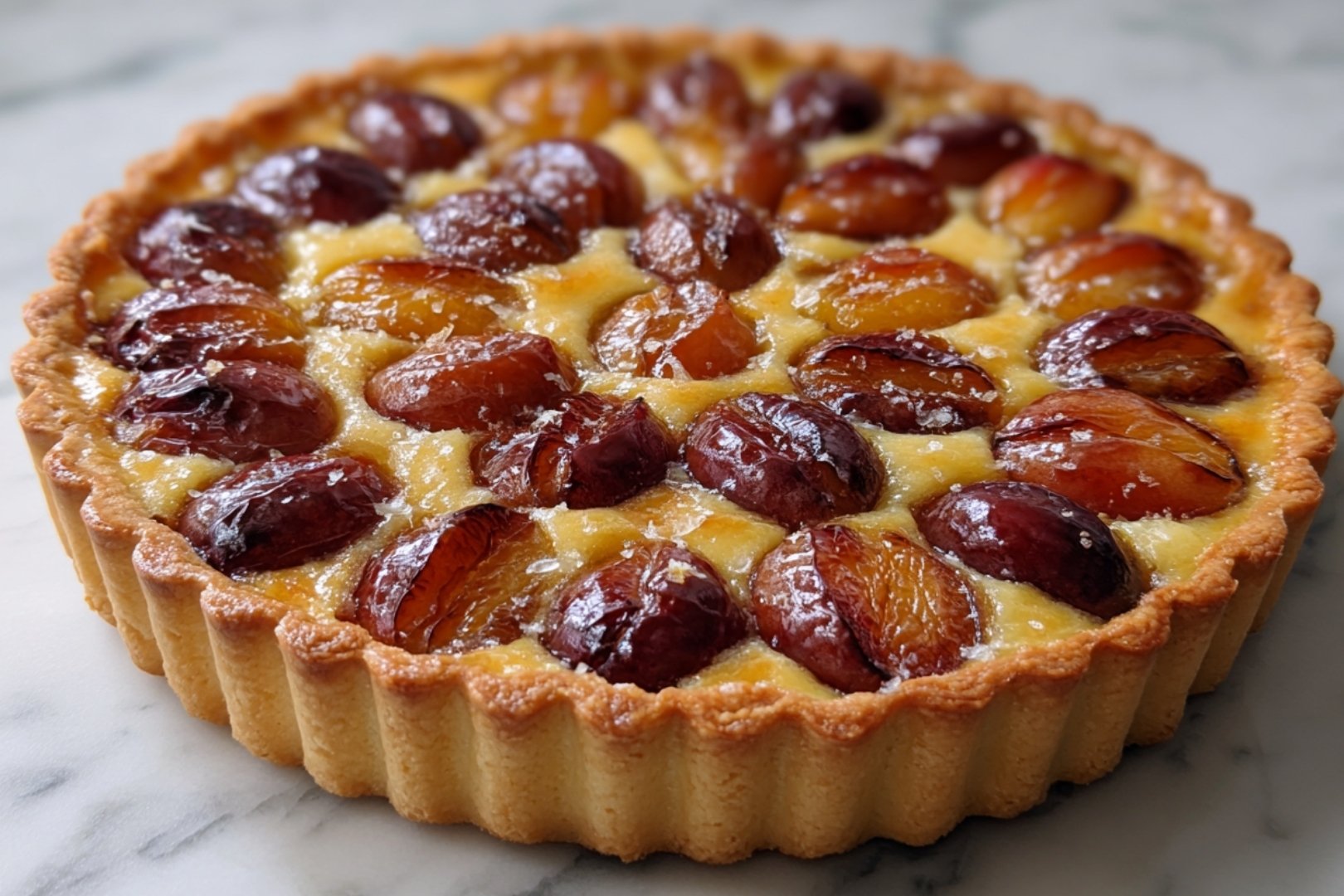 Dessert aux prunes et pâte sablée artisanale