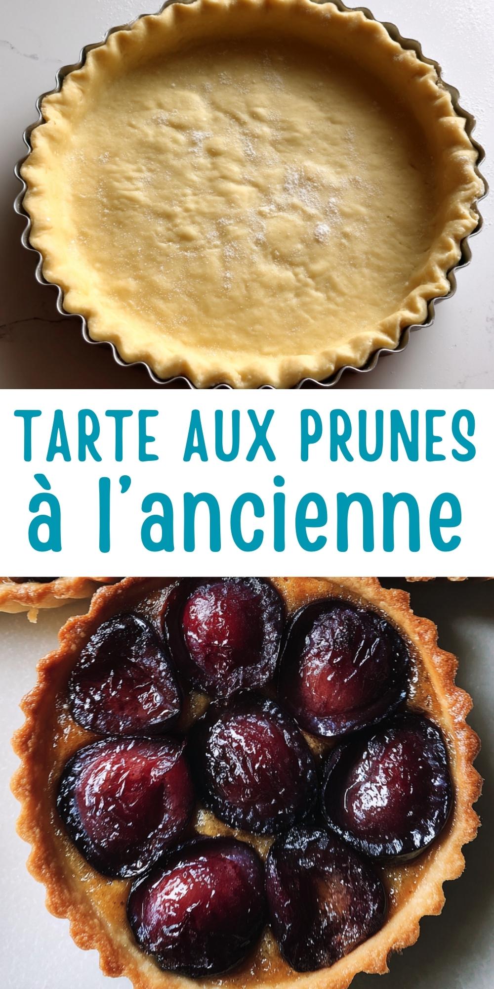 Gros plan sur une tartelette aux prunes quetsches cuite avec un fond de tarte bien doré