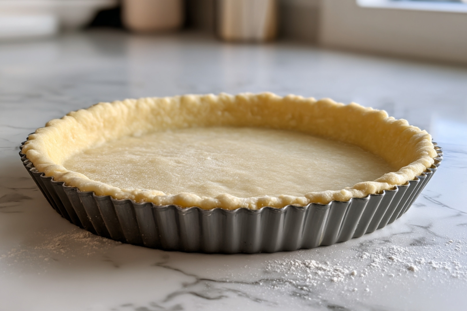 Fond de tarte en pâte sablée dans un moule cannelé