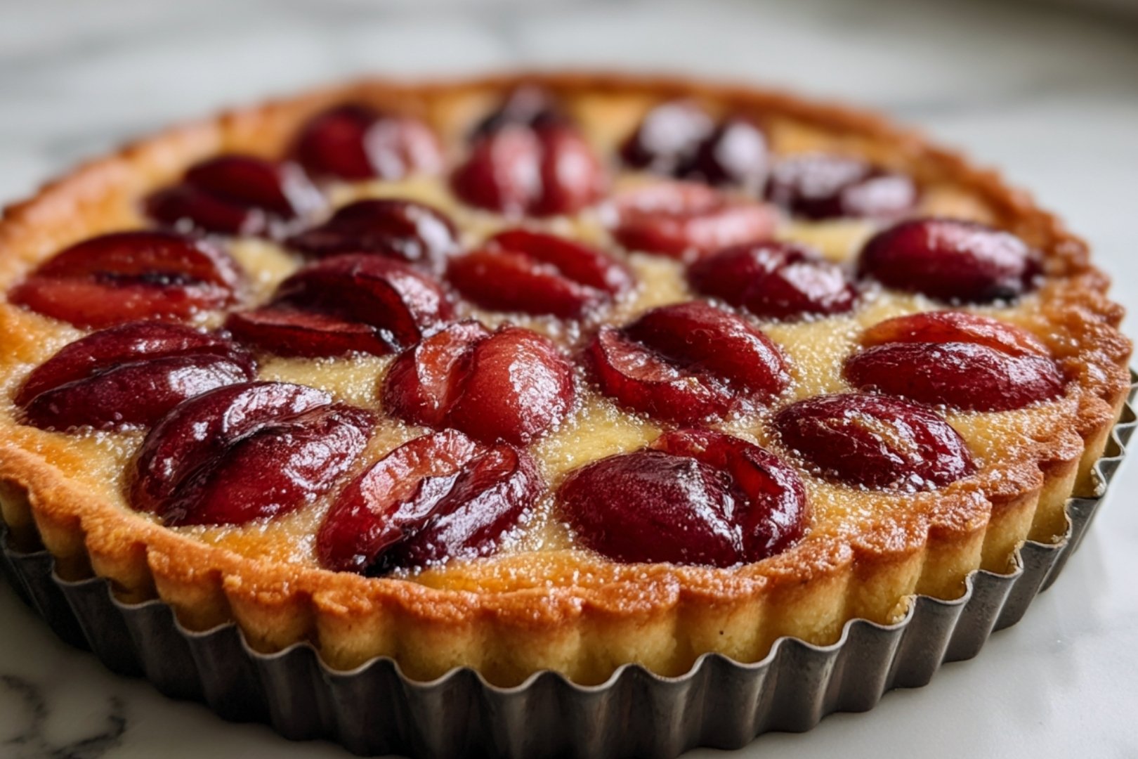 Cuisson de la tarte aux prunes au four