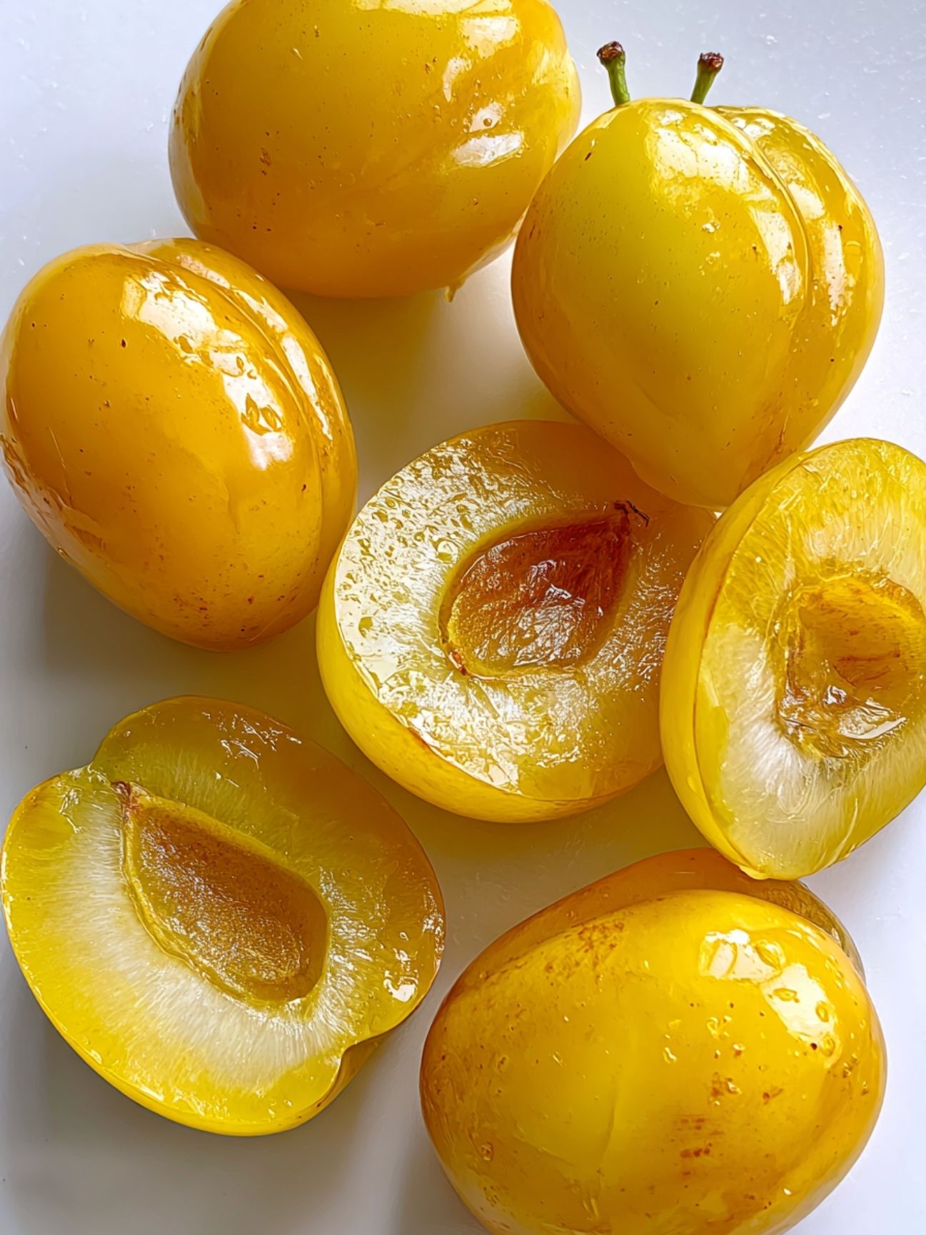 Prunes jaunes mûres prêtes à cuisiner