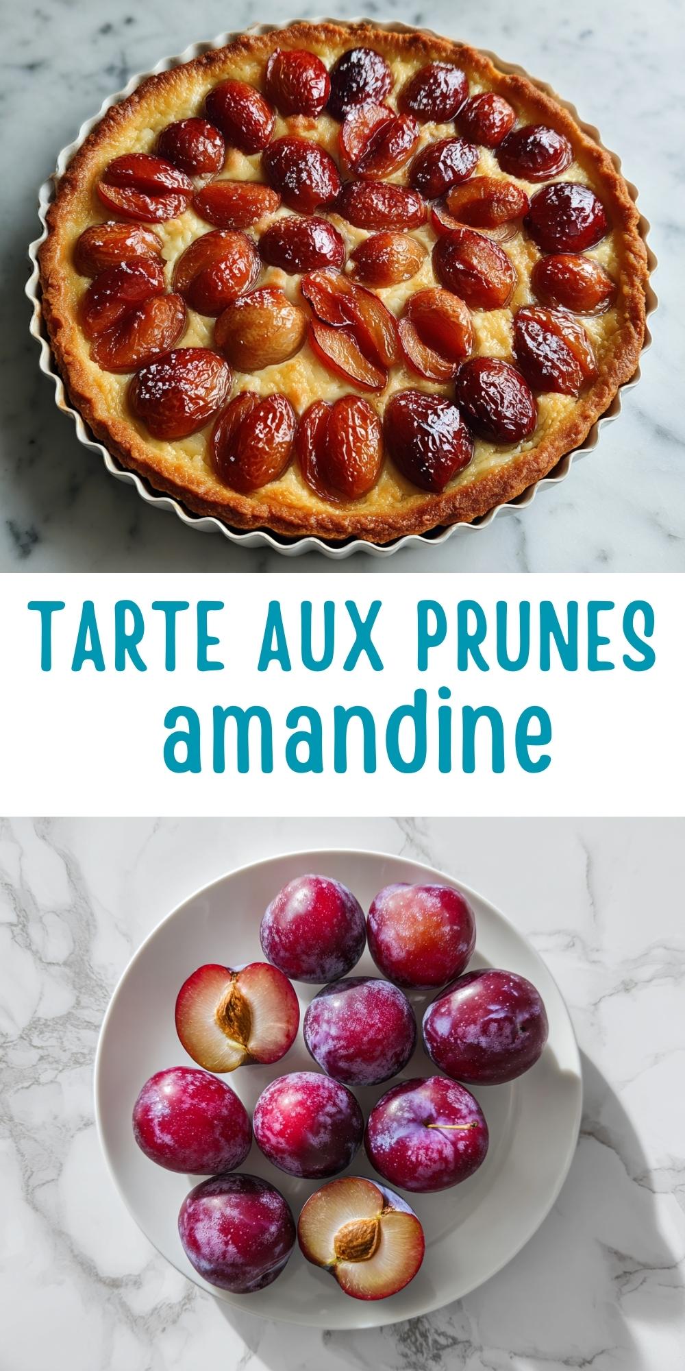 Tarte aux prunes amandine avec crème d'amandes fondante et fruits rôtis