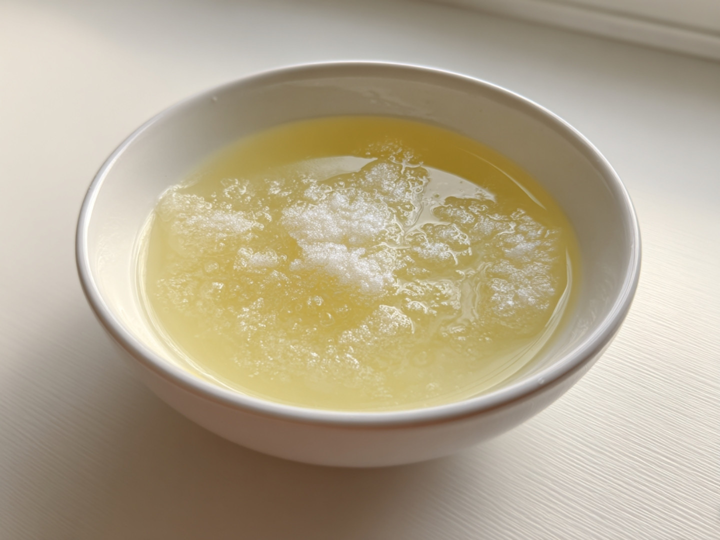 Sirop de sucre et jus de citron refroidissant avant la prise au congélateur.