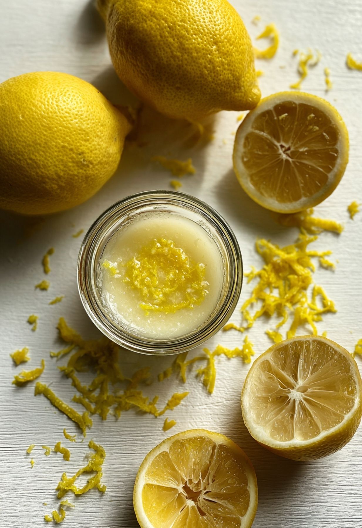 Préparation du zeste de citron frais et jus de citron pressé dans un bol.