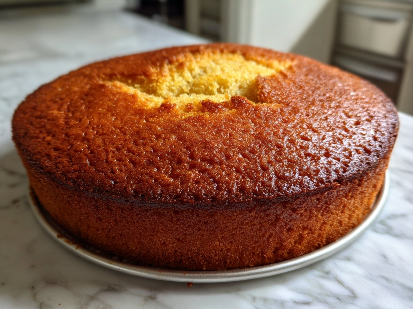 Zoom sur la texture moelleuse d'une part de gâteau à la banane.