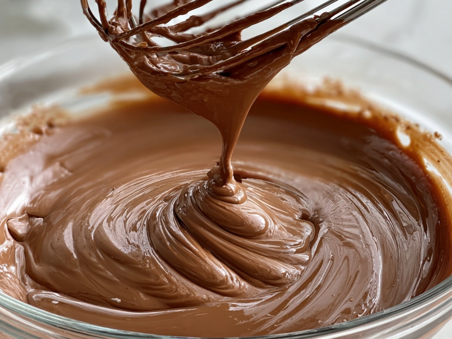 Texture lisse et brillante de la pâte au chocolat au lait pour fondant.