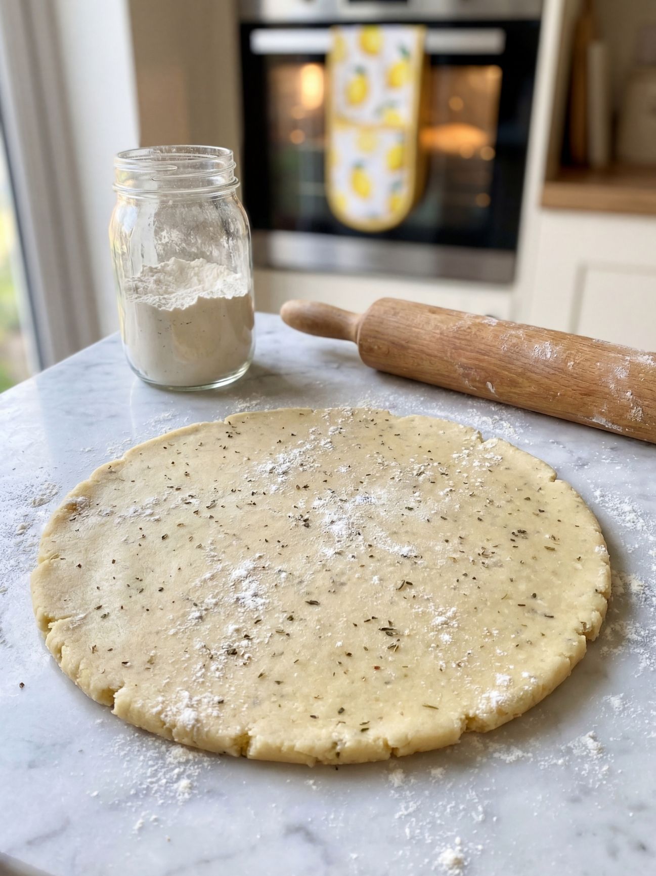 Pâte brisée étalée au rouleau pour la recette de tarte tatin tomate
