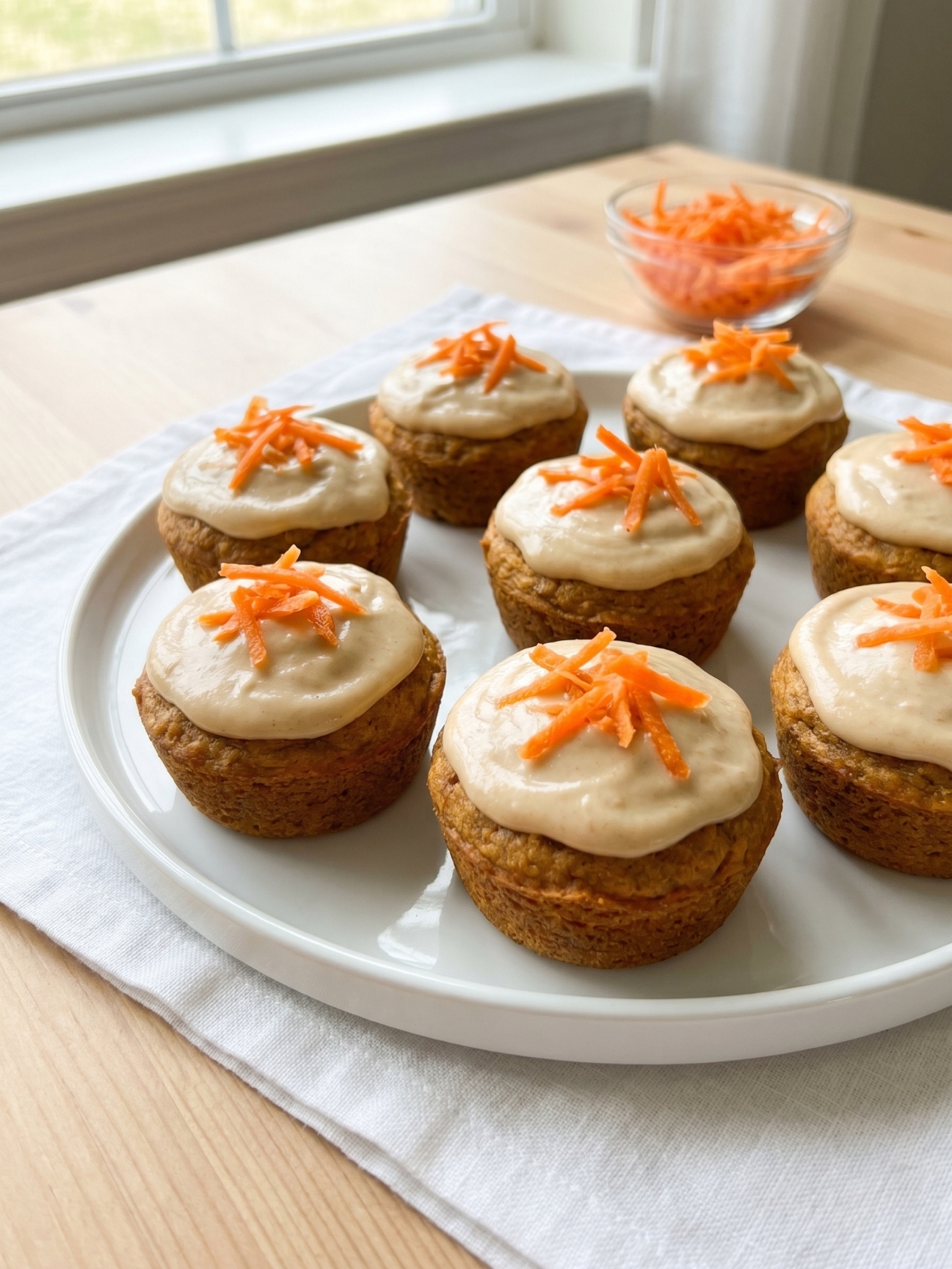 Main mélangeant une pâte onctueuse avec des carottes dans un bol en verre. Préparation gateau carotte pour chien.