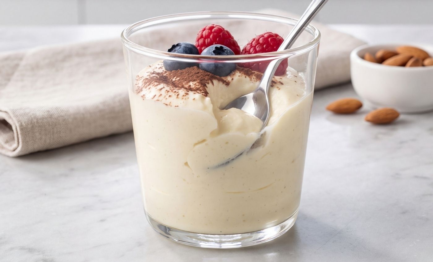 Texture onctueuse à la cuillère de la crème protéinée minceur