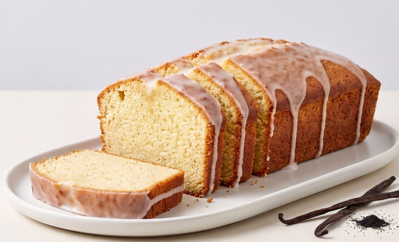 Cake au skyr vanille avec glaçage.