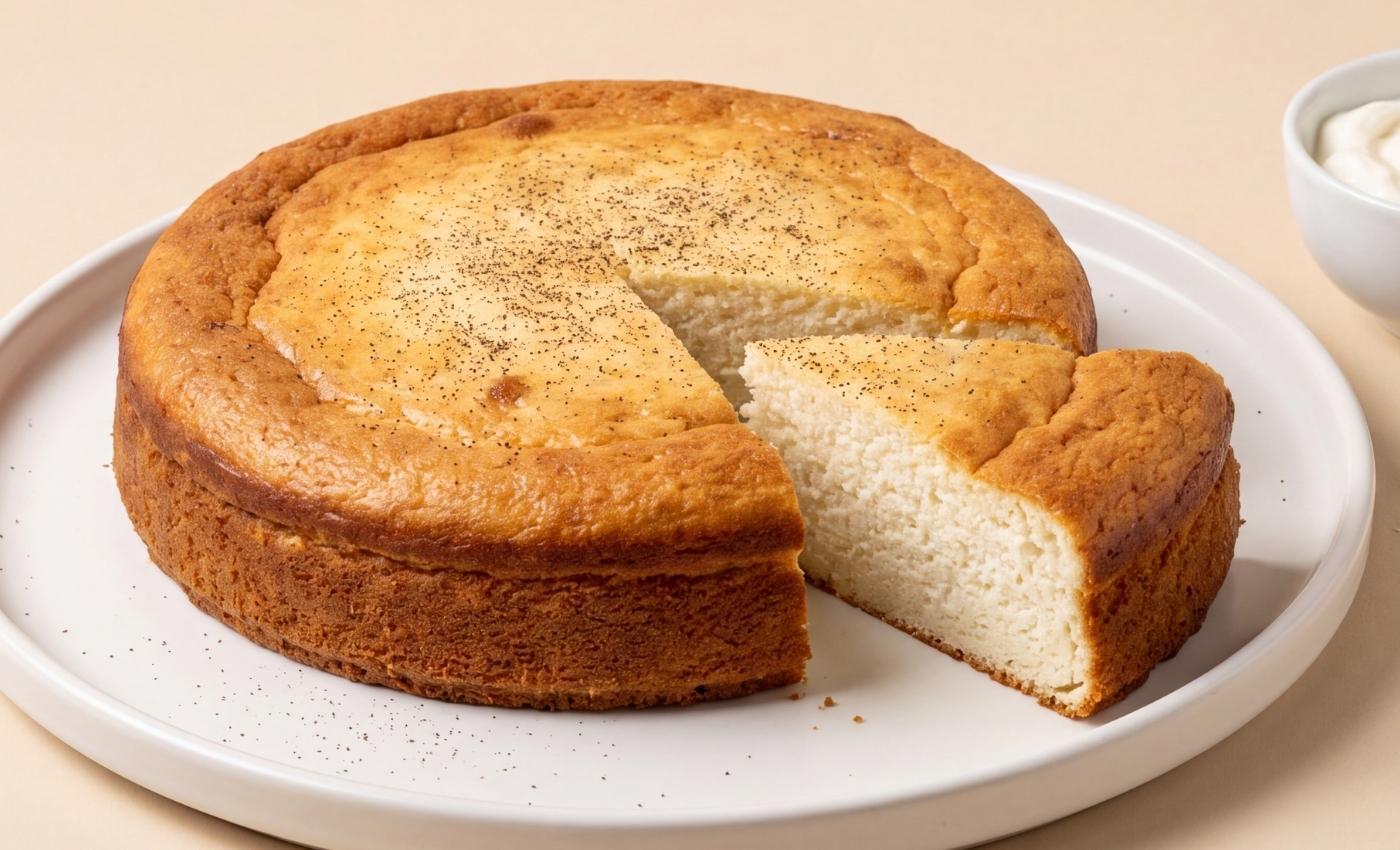 Part de gâteau protéiné au skyr.