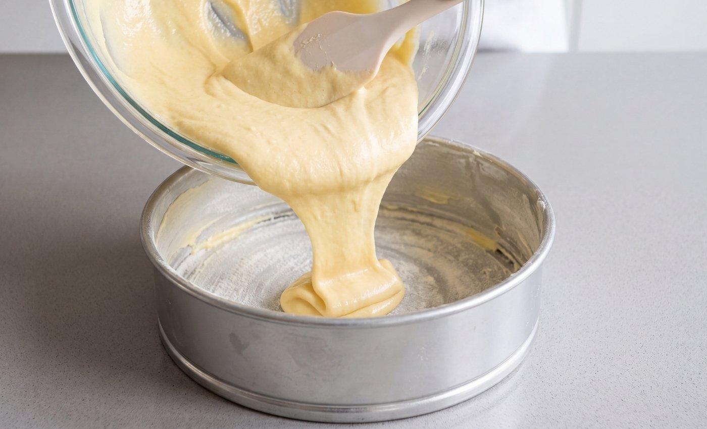 Verser la pâte à gâteau dans le moule.